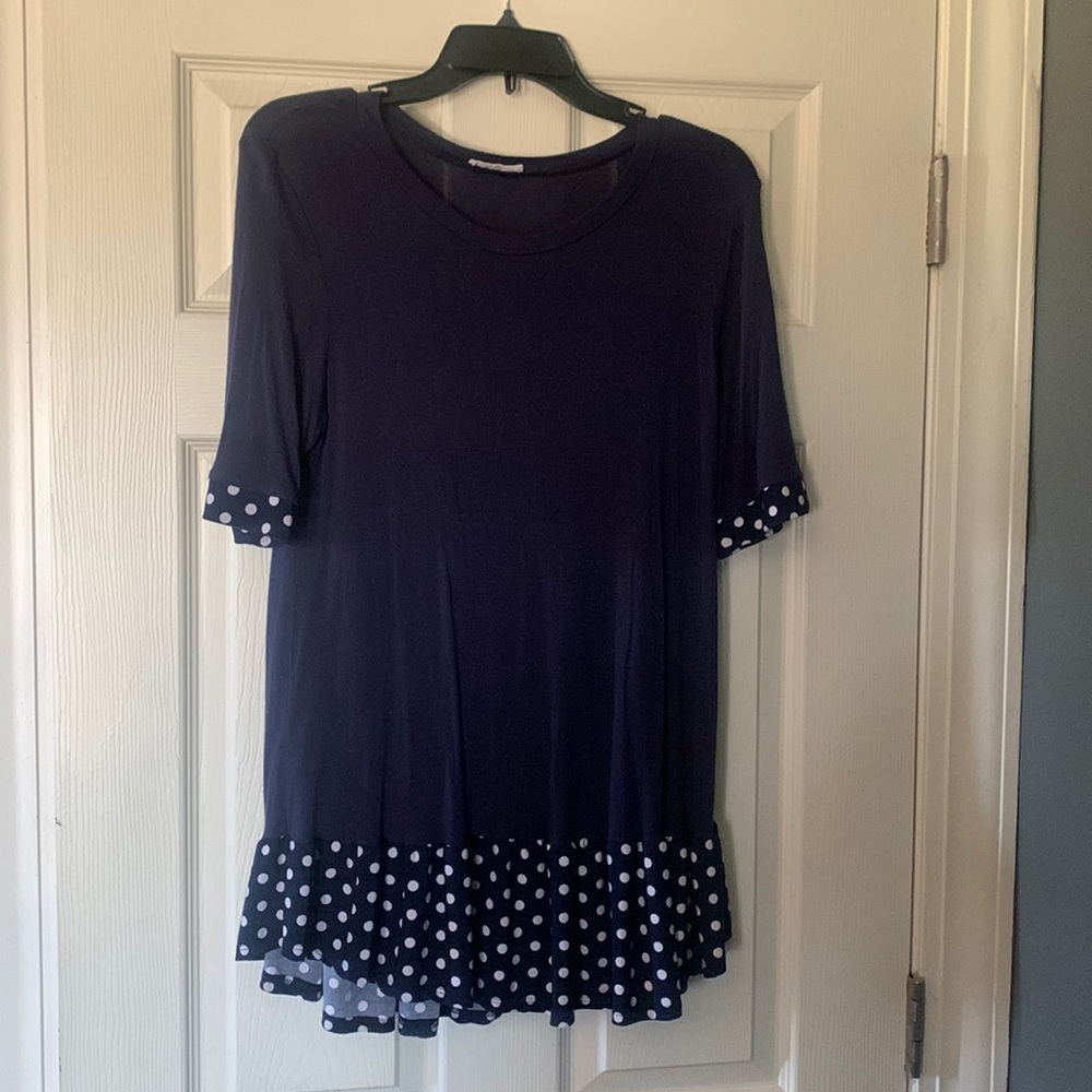Very soft navy with polka dots shirt